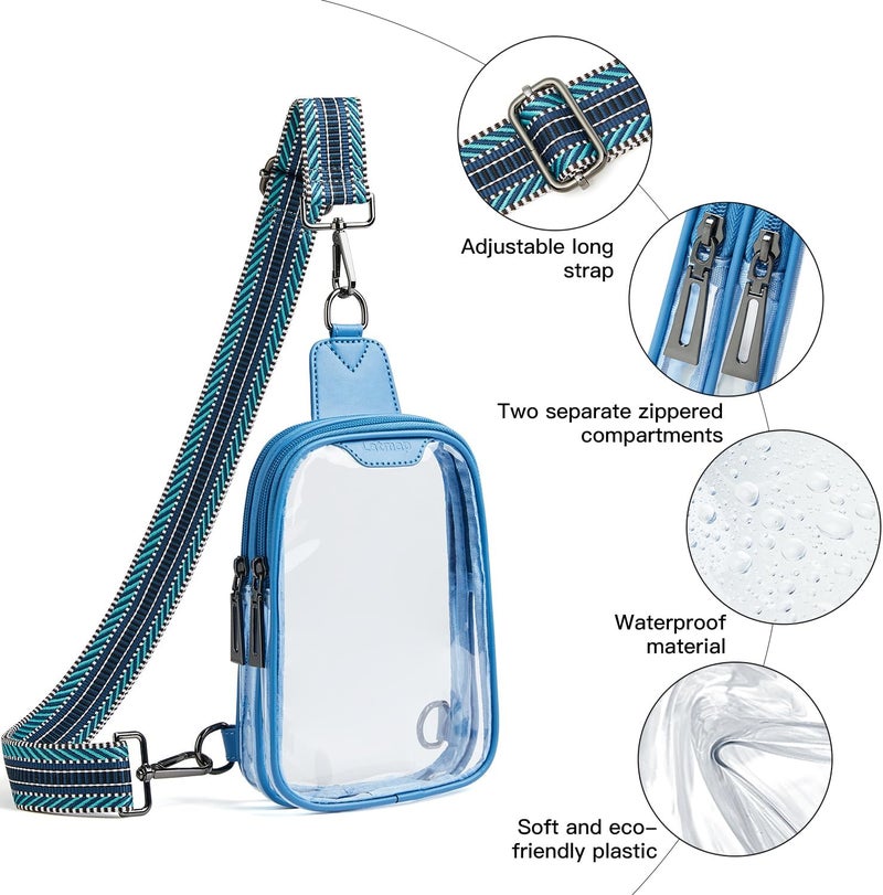LATMAP DOUBLE ZIP Clear bags Stadium Approved Crossbody Sling Bag Fanny Pack Purses for Women Men Belt bag for Stadium Events - Image 5
